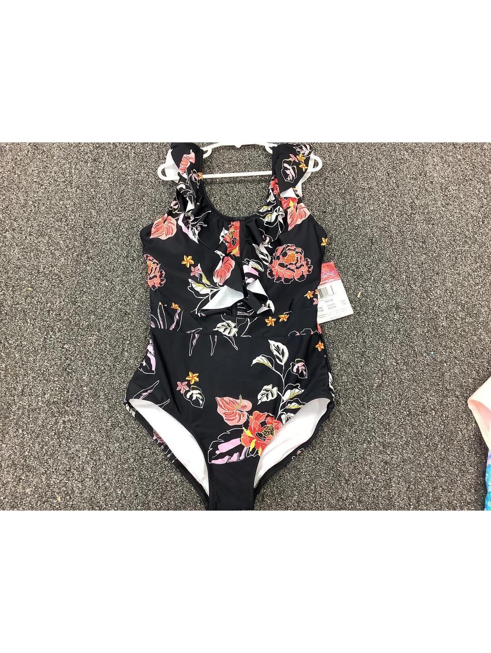 Kanu Surf Reese Black Floral One-Piece Swimsuit Size 14
